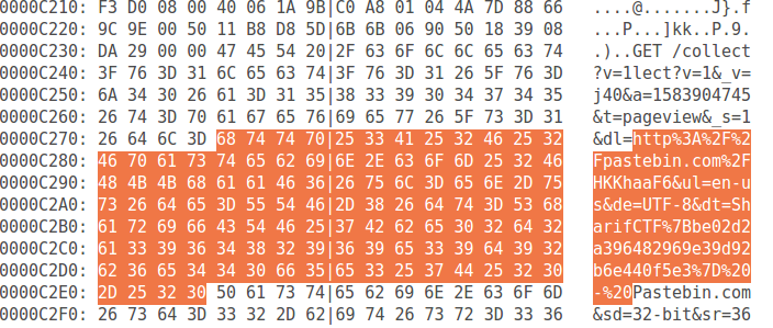 hexdump of decrypted pcap
