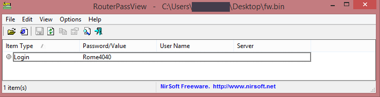 Router Pass View recovered password